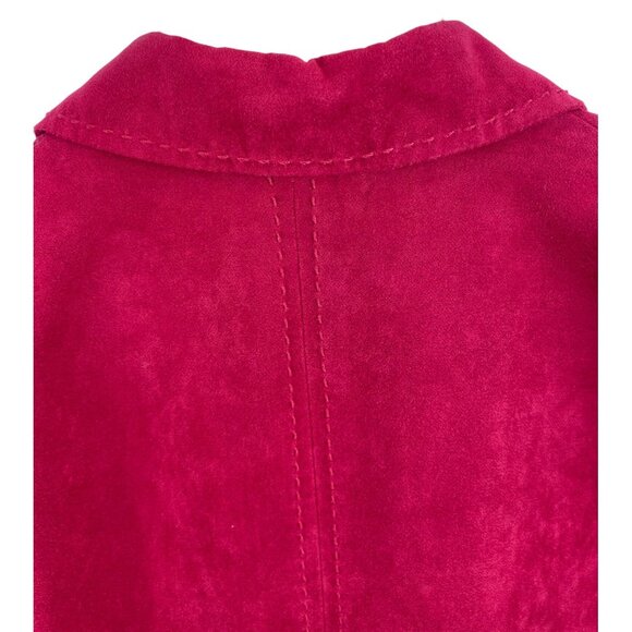 Studio Works Red Faux Suede Button Up Lined Blazer Suit Jacket Womens Size 8 - Picture 7 of 11